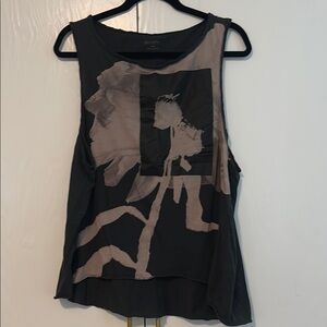 All Saints Stylish Black and Gray Women's muscle tee